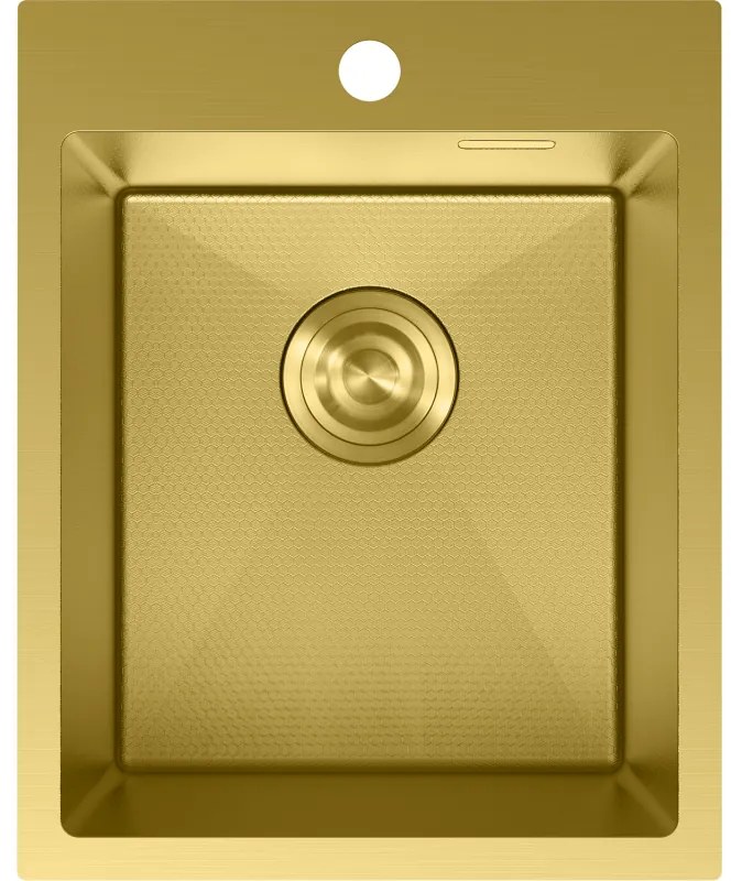 Mexen Solix, 1-komorový nerezový drez 400 x 500 mm, brúsená zlatá, vzor voština, 6406401000-55HC