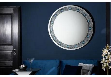Zrkadlo Noble achát 100 cm kruh strieborné modré