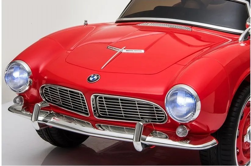 LEAN CARS Elektrické autíčko BMW Retro, LED, MP3, diaľkové ovládanie, červené lakované