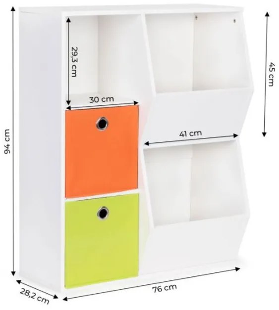 ECOTOYS Detský drevený regál 94x76x28,2cm White