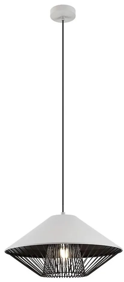 Redo 01-3004 - Závesný luster GRILL s lankom 1xE27/42W/230V pr. 39,6 cm čierna/biela