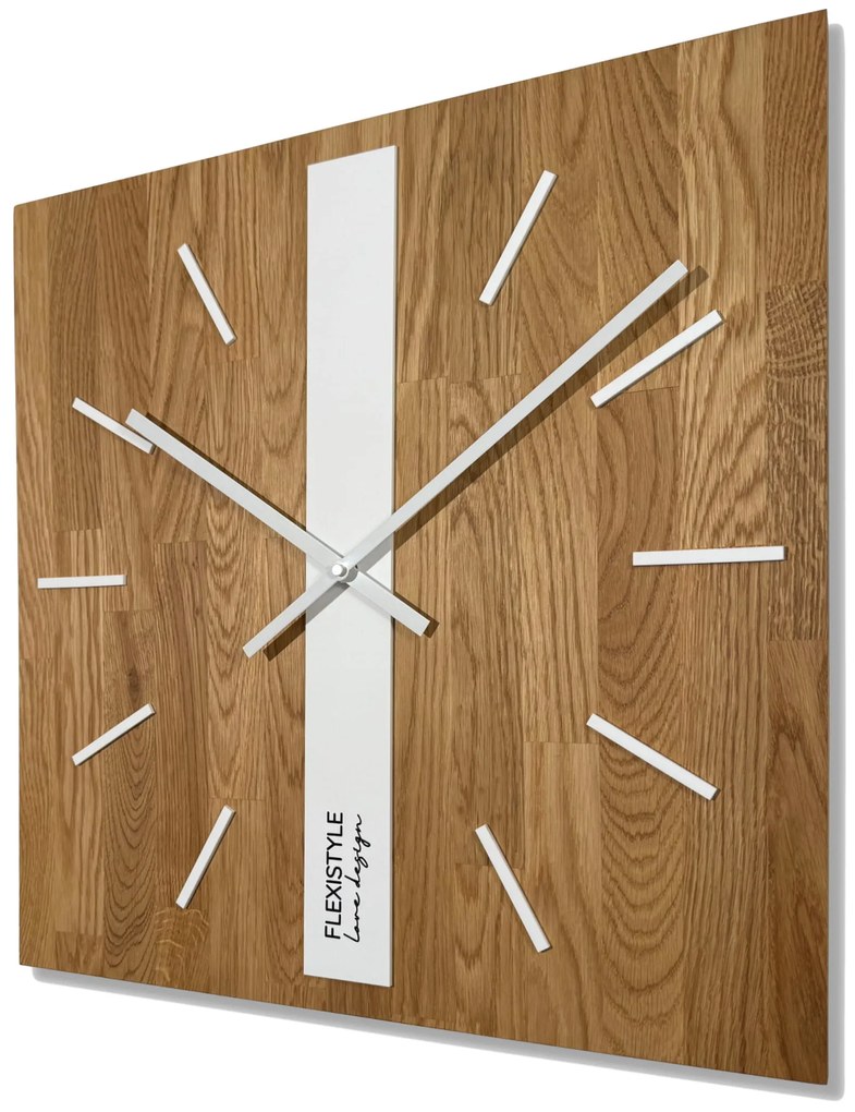 Dekorstudio Elegantné drevené hodiny DUB klasik SQ 50cm - biele