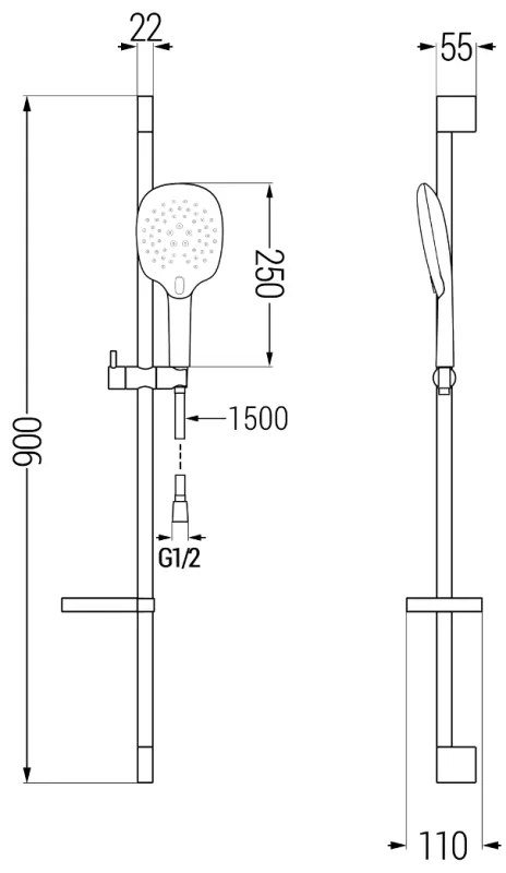 Mexen sprchový set DS22, čierna, 785224583-70