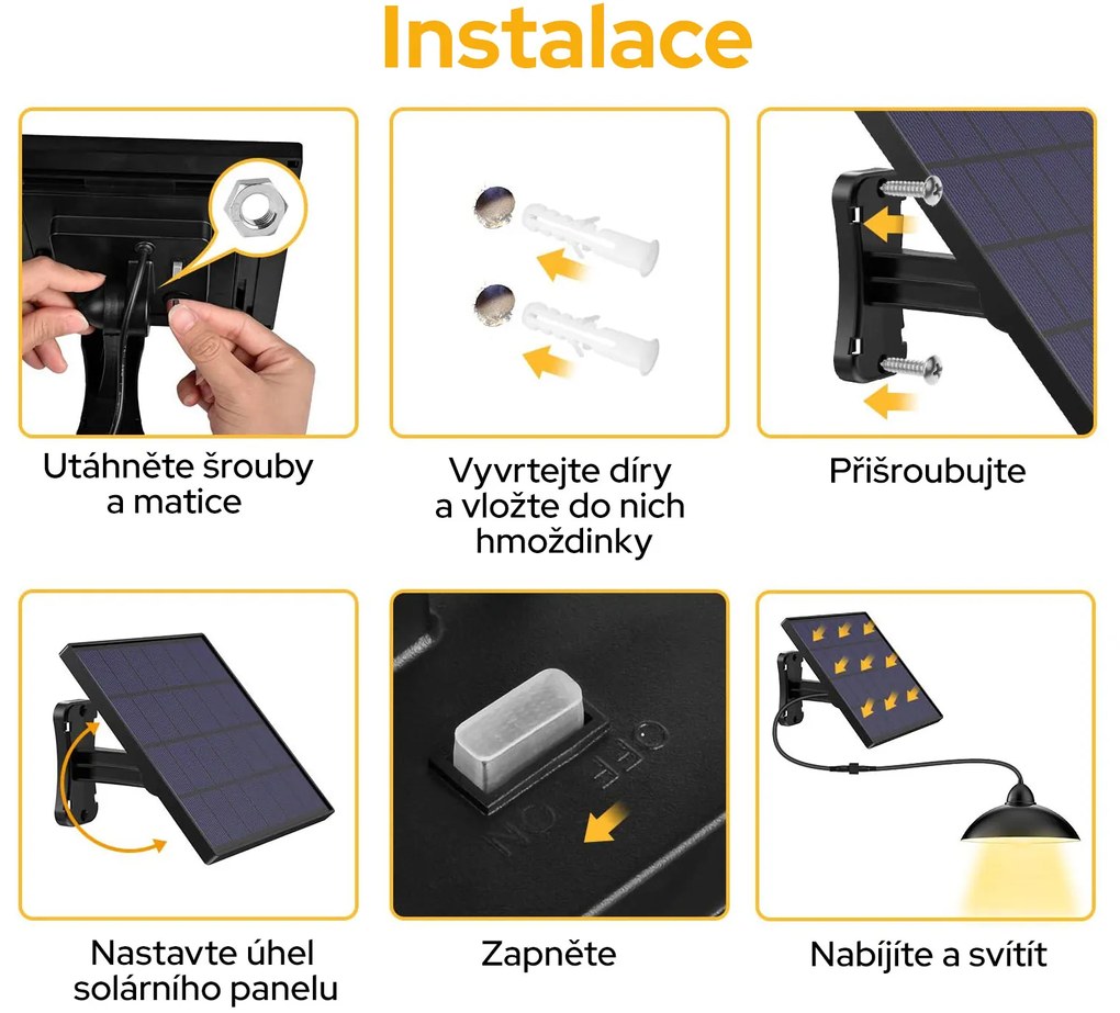 Bezdoteku LEDSolar 12 solárna závesná lampa na záhradu s diaľkovým ovládaním, iPRO, 8W, studená farba