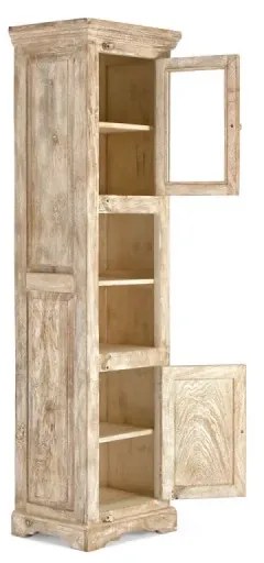 furniture-nabytek.cz - Masívna kúpeľňová skrinka z mangového dreva, lakovaná, prírodná – 50×40×185 cm