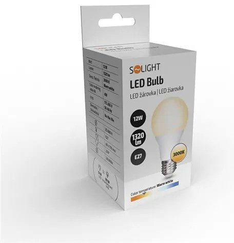Solight LED žiarovka WZ507A-2, klasický tvar, 12W, E27, 3000K, 1320lm​​​​​​​