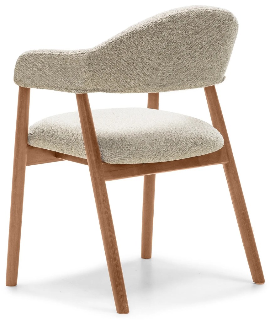 Čalouněná jídelní židle Sorento z masivu bouclé béžová/ořech