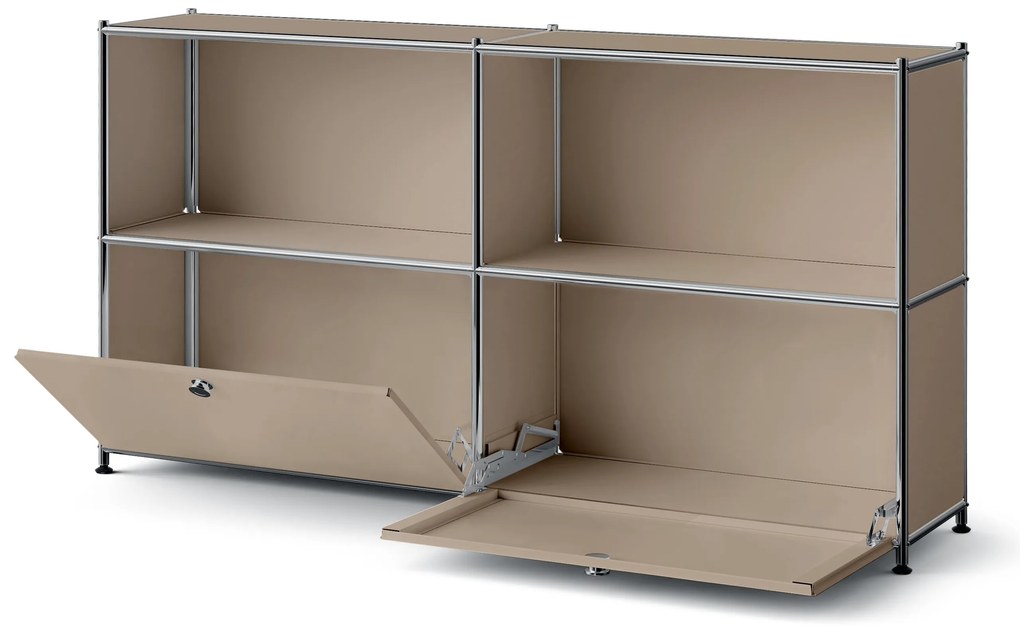 Kovový regál »CN3 Slim Line« s 2 nastaviteľnými výklopnými priečinkami, hnedosivý