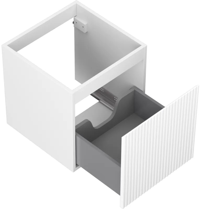 Mexen Rivel, kúpeľňová skrinka 45 cm, 1 zásuvka, drážkovaná, biela matná, 91A20-04547-1-BF01