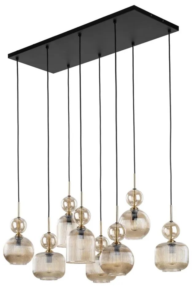 Závesný luster SOPHIA na lanku 8xE14/10W/230V čierna/dymovo-béžová