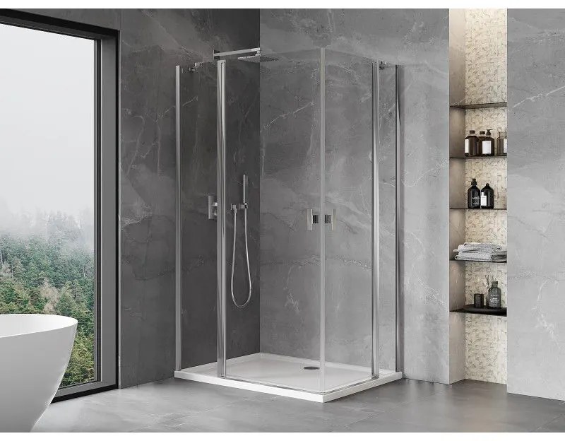 Mexen, Mexen Mist Duo sklápací sprchový kút 85 x 70 cm, priehľadný, chróm - 8A4-085-070-01-00