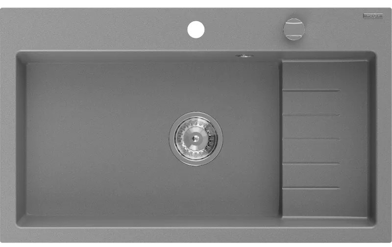 Mexen Omar, 1-komorový granitový drez 800x480x210 mm, šedá, chrómový sifón, 6520801005-71