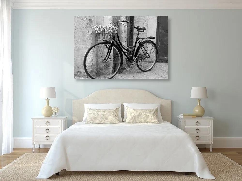 Obraz rustikálny bicykel v čiernobielom prevedení - 120x80