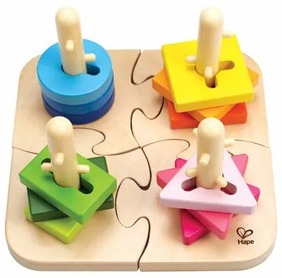 Hape Kreatívne drevené puzzle, 19,7 x 11,6 x 19,7 cm