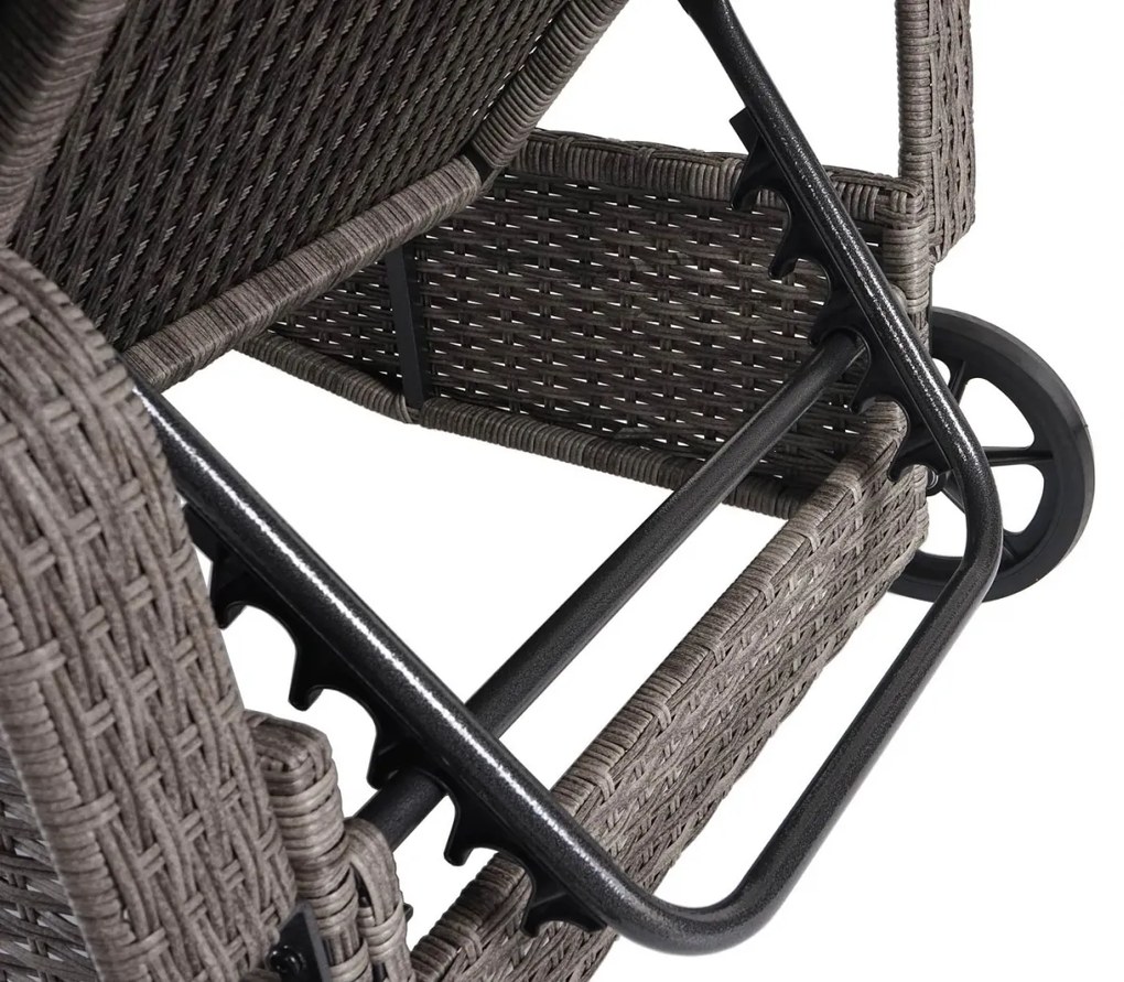 Lehátko Carrara, polyratan / hliník - šedé, vankúše tmavo šedé