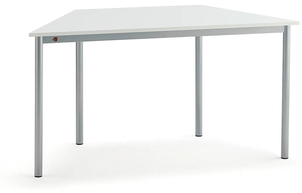 Stôl BORÅS TRAPETS, 1200x600x720 mm, laminát - biela, strieborná