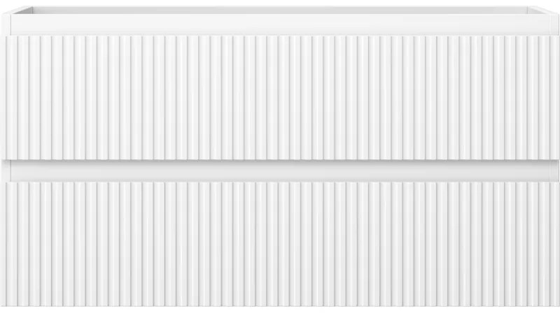 Mexen Rivel, kúpeľňová skrinka 90 cm, 2 zásuvky, drážkovaná, biela matná, 91A20-09047-2-BFF01