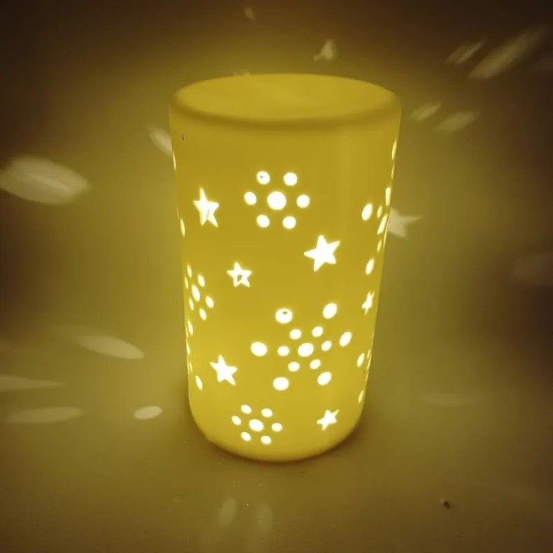 DECOLED Keramický svícen, 7,5 x 12,5 cm, teple bílá