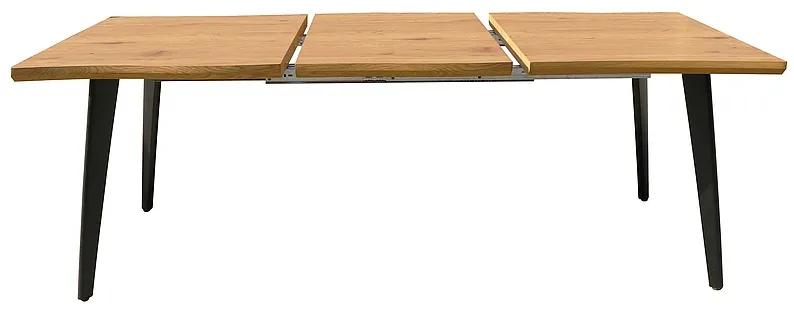 Rozkladací jedálenský stôl 120-180 cm Faustina (dub + čierna) (pre 4 až 8 osôb). Vlastná spoľahlivá doprava až k Vám domov. 1050176
