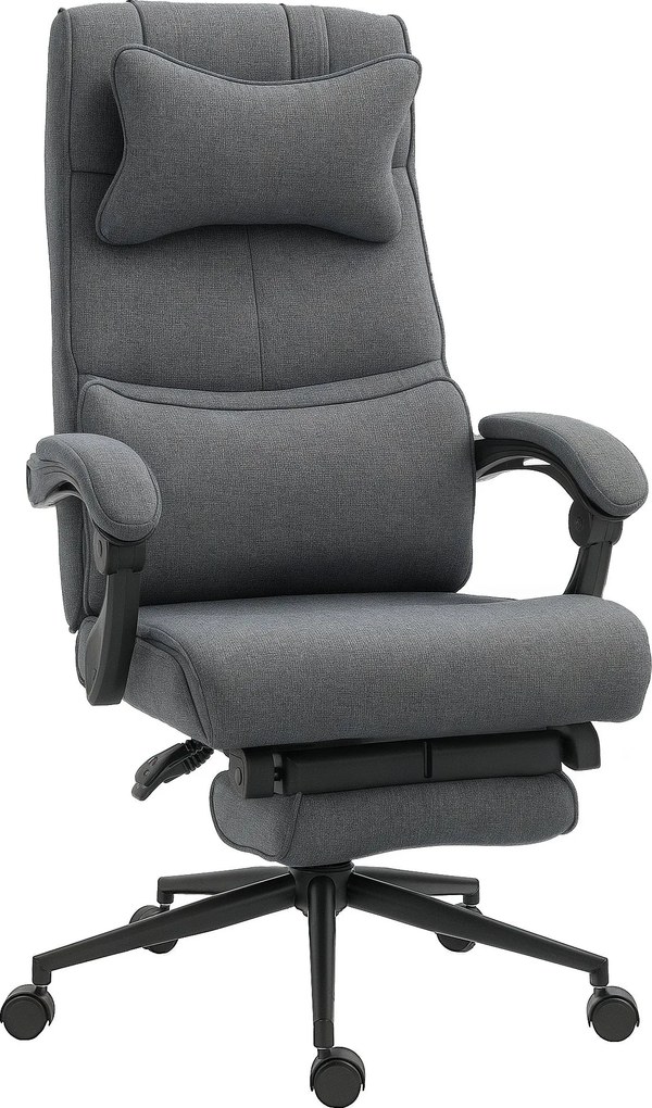 Vinsetto ergonomická a polstrovaná kancelárska stolička s nastaviteľnou výškou, študijná stolička s podrúčkami, opierkou hlavy, opierkou na nohy a 5 k