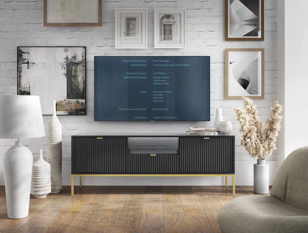 Televízny stolík Nova 154 cm čierno-zlatý