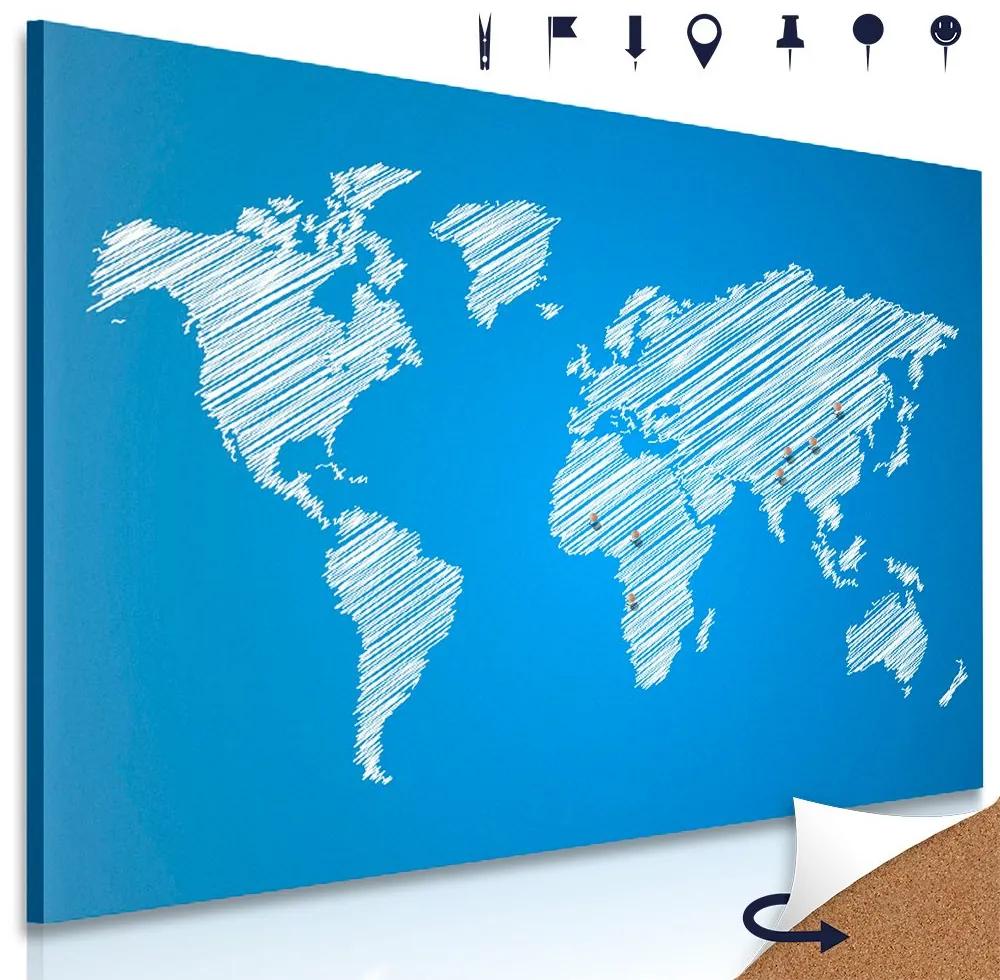 Obraz na korku šrafovaná modrá mapa