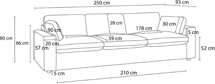 Ružová menčestrová pohovka 250 cm Belair – Bobochic Paris