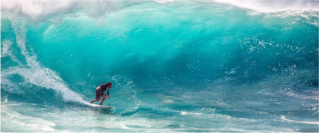 Obraz surferov vo vlnách (120x50 cm)