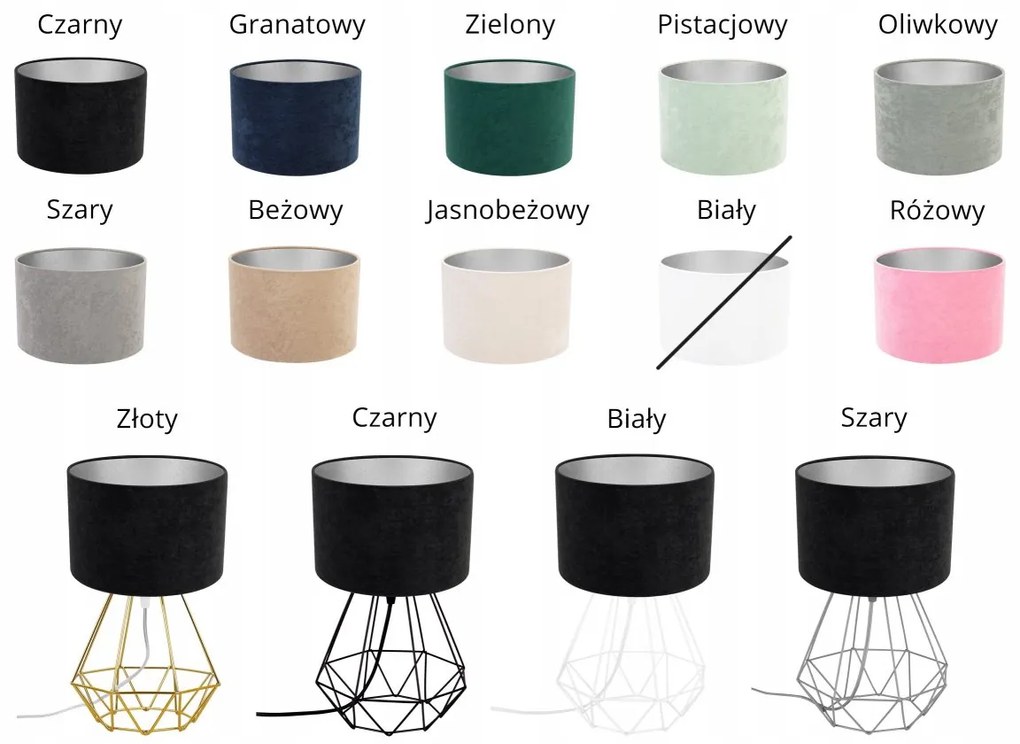 Stolná lampa Mediolan, 1x textilné tienidlo (výber z 10 farieb), (výber z 4 farieb konštrukcie), ch