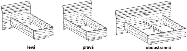 Ahorn SALINA - jednolôžková posteľ so širokým čelom 120 x 210 cm, lamino