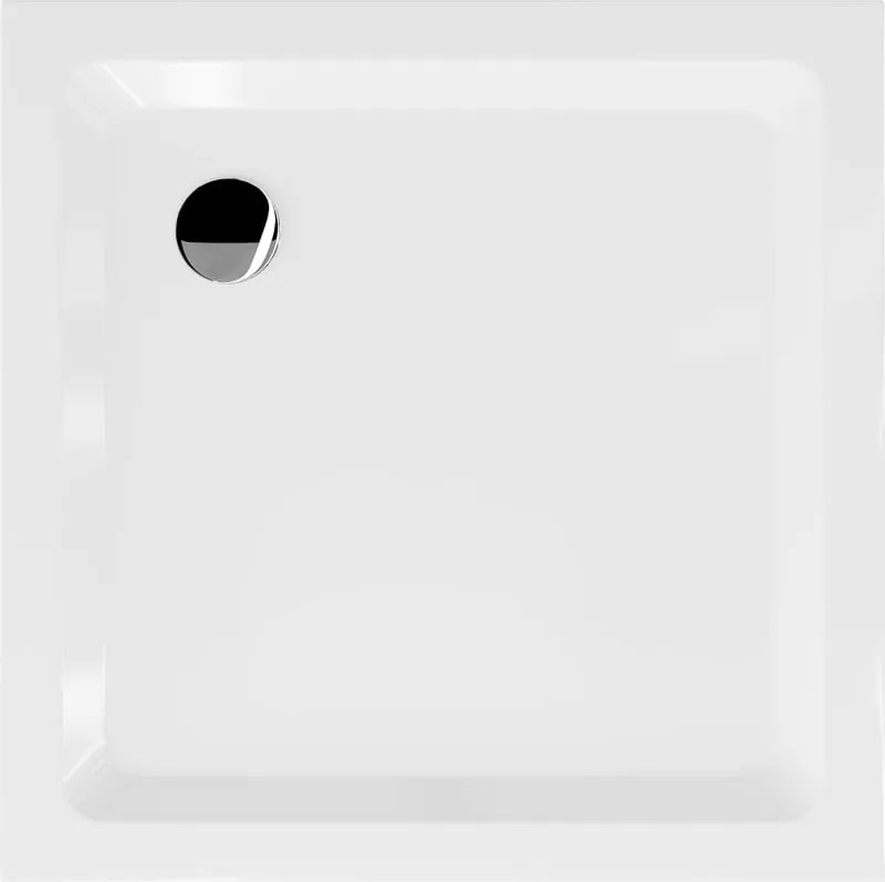 Mexen Flat štvorcový sprchový kút Slim 90 x 90 cm, biely, sifón chróm - 40109090
