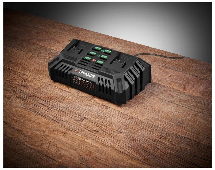 Parkside® Aku kosačka Prma 40-Li D2 + Dvojitá nabíjačka na akumulátor 20 V/4,5 A + Akumulátor 20 V 4 Ah, 2 kusy (800011498)