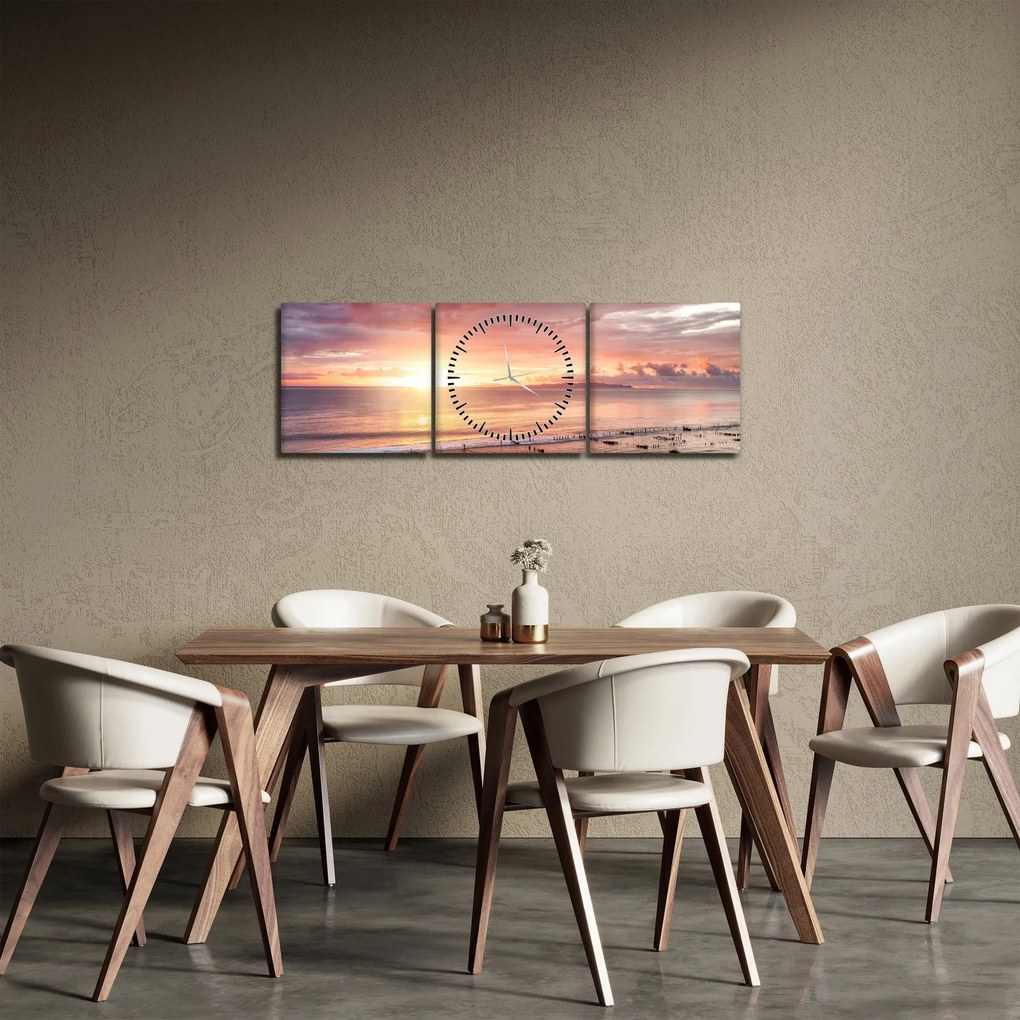Obraz - Morská panoráma (s hodinami) (90x30 cm)