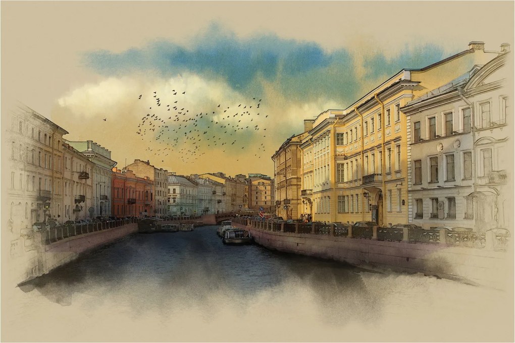 Obraz - Moyka rieka, Petrohrad, Rusko (90x60 cm)