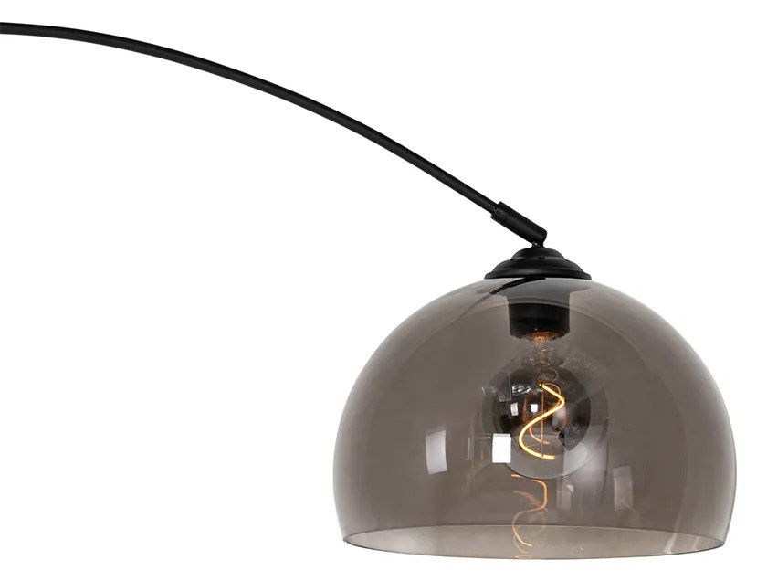 Inteligentná oblúková stojaca lampa čierna s dymovým sklom vrátane WiFi G95 - Arc