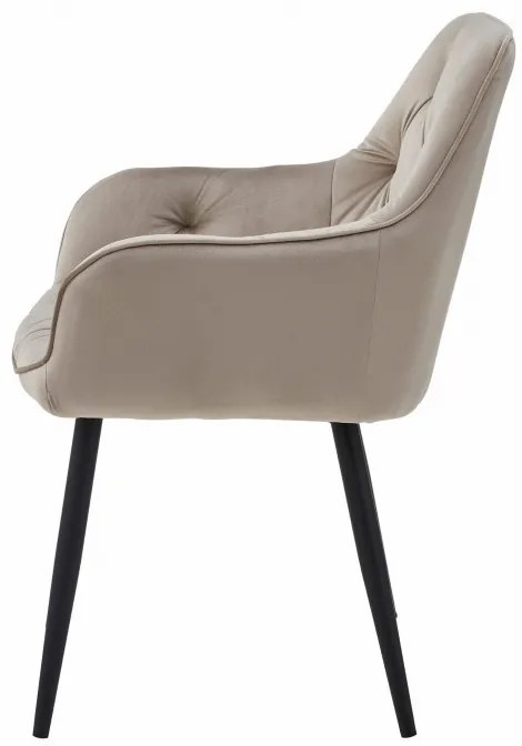 Jedálenská stolička JORK zamatová, tmavobéžová (čierne nohy)