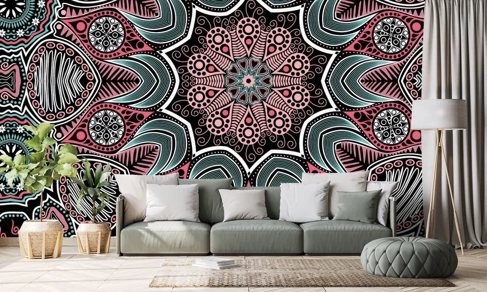 Tapeta indická Mandala s kvetinovým vzorom - 150x100