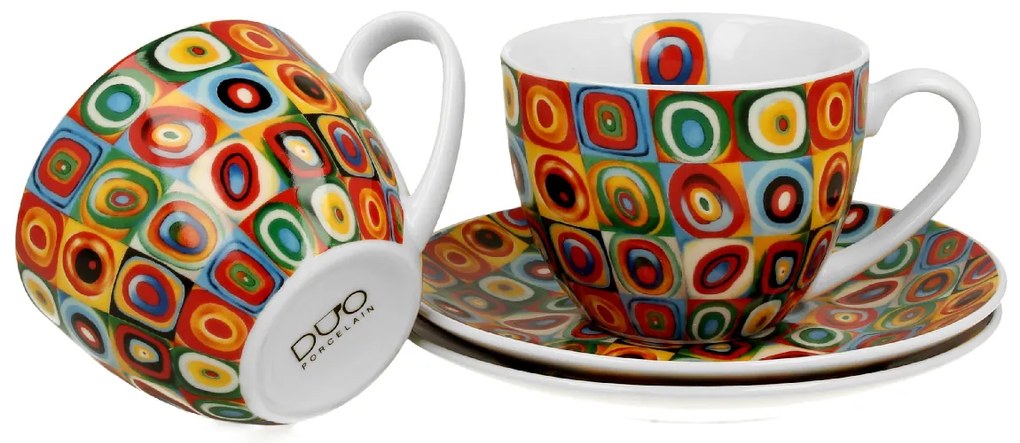 Porcelánová šálka s podšálkou Kandinskij Squares 270 ml sada 2ks