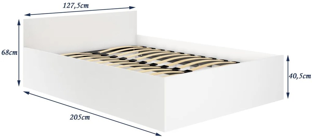 Posteľ CLP 120x200 cm manželská dvojlôžková posteľ s matracom a roštom biela