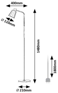 Rabalux 74003 - Stojacia lampa AZIM 1xE27/40W/230V