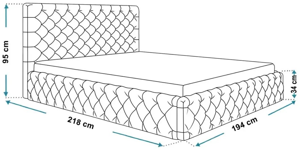Dizajnová čalúnená manželská posteľ MAISON 180 x 200