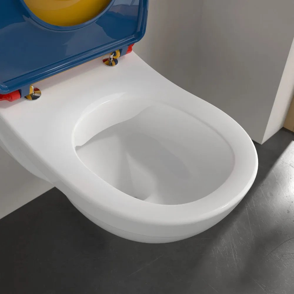 VILLEROY &amp; BOCH O.novo Kids detské závesné WC s hlbokým splachovaním bez vnútorného okraja, 320 x 520 mm, biela alpská, s povrchom AntiBac a CeramicPlus, 4690R0T2