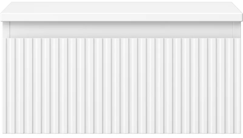 Mexen Rivel, kúpeľňová skrinka 50 cm s hornou časťou, 1 zásuvka, drážkovaná, biela matná, 91A20-05023-1-BFC01