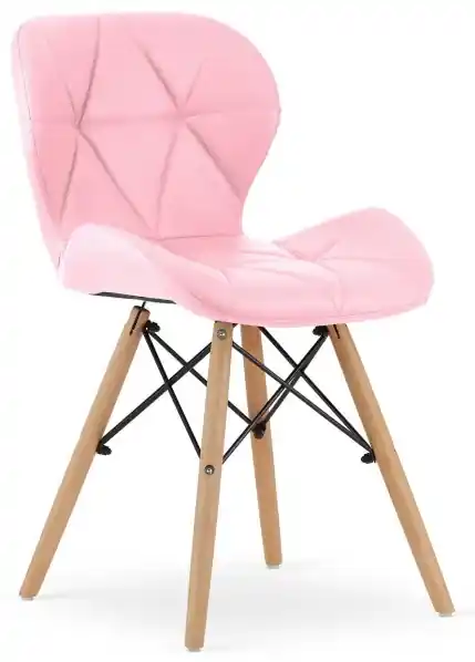 Jedálenská stolička LAGO ekokoža rúžová (hnedé nohy) | BIANO