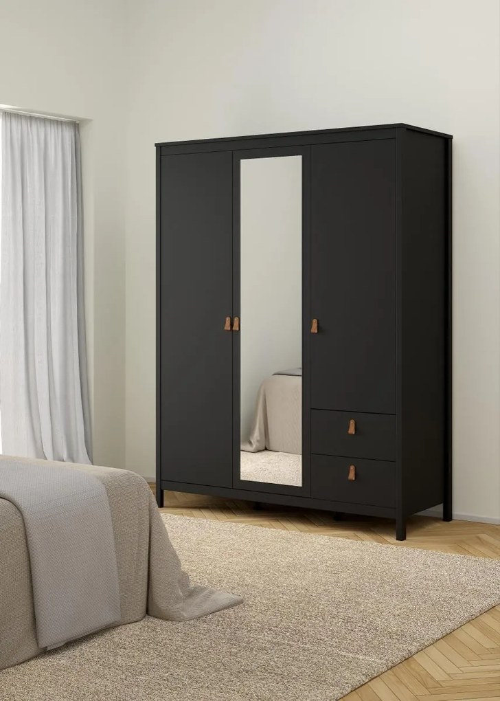 Šatní skříň Realty 150 cm se zrcadlem černá