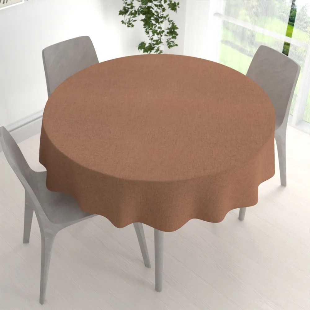 Biante Dekoračný okrúhly obrus BKW-203 Hnedý žíhaný Ø 130 cm
