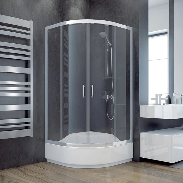 Besco Štvrťkruhový sprchový kút MODERN HR 80x80 (90x90), výška 165 cm - bez vaničky BESCO-Rozmery: 90x90, BESCO-Profily: profily: chróm, výplň: mat
