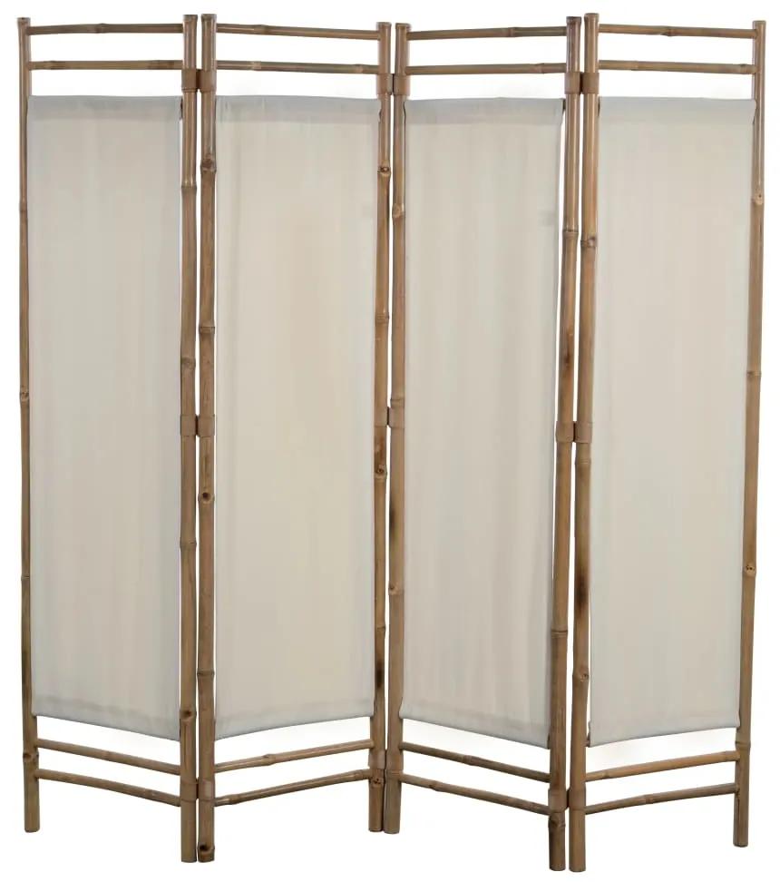 vidaXL Skladací 4-panelový paraván, bambus a plátno, 160 cm