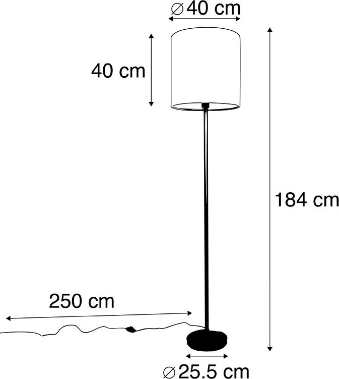 Moderná stojaca lampa čierna s béžovým buklé tienidlom 40 cm - Simplo