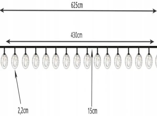 ISO 15676 Solárna dekoračná reťaz girlanda 4.3 m 2V IP65